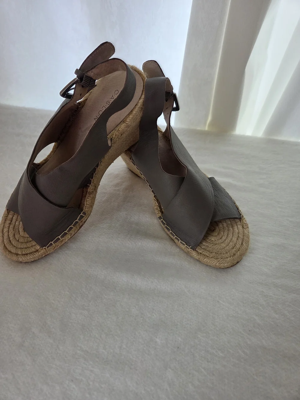 Nordstrom Taupe Gray Crisscross Espadrille Slingback Sandals Quality Leather